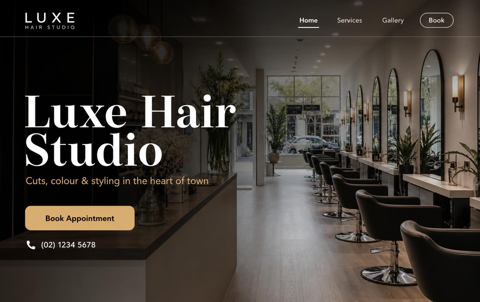 Luxe Hair Studio website example built by LocalSitePro