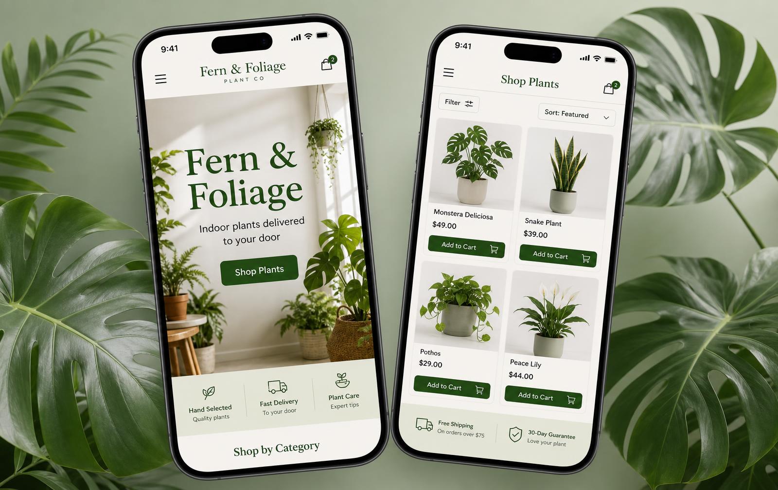Fern & Foliage Plant Co website example built by LocalSitePro
